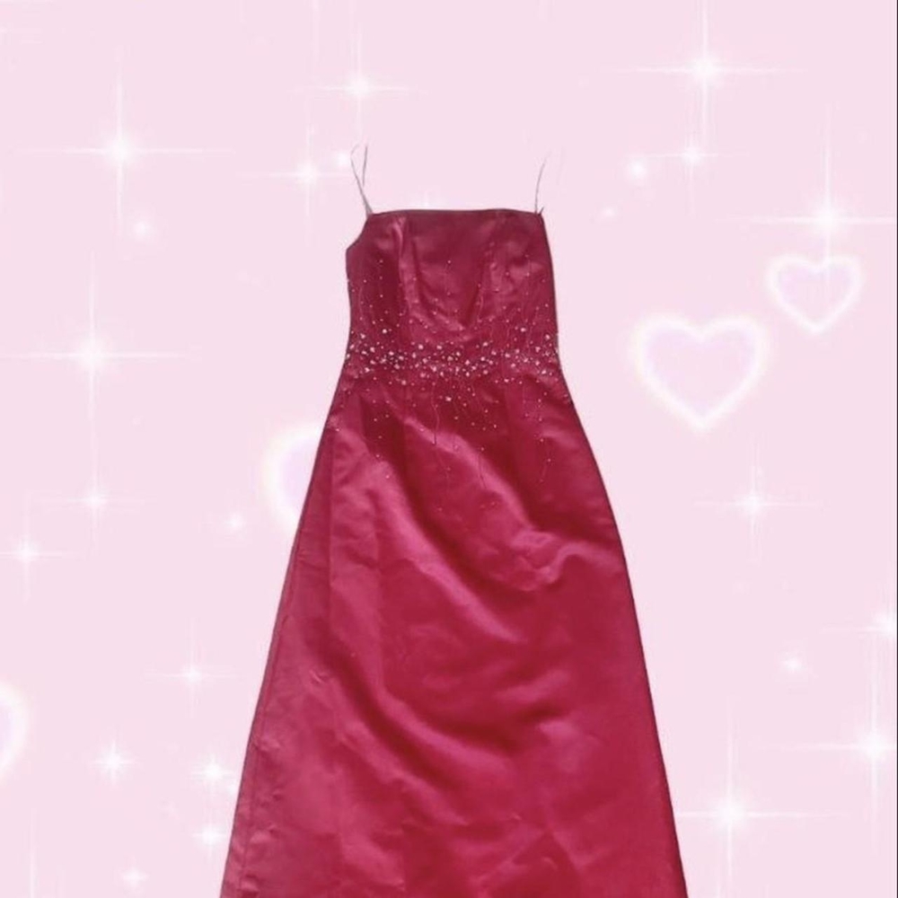Vintage Red Prom Dress with Beaded Bodice